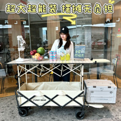 加大款擺攤萬能小推車折疊桌子推拉一體手推野餐車可攜式營地露營車