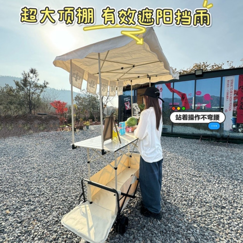 加大款擺攤萬能小推車折疊桌子推拉一體手推野餐車可攜式營地露營車