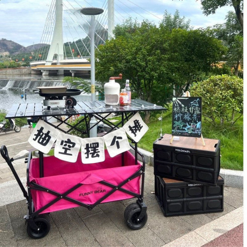 網紅擺攤車可升降折疊桌子擺攤車戶外營地拖車露營車手拉車