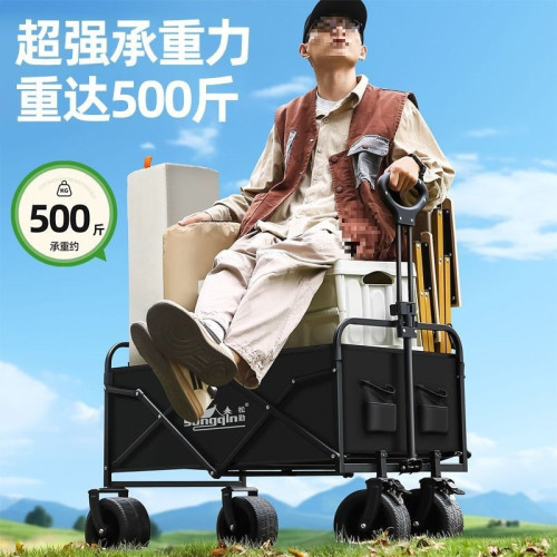 戶外可折疊露營推車手推野餐車可攜式營地拖車拉桿多功能野營擺攤車