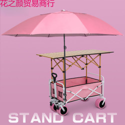 擺攤小推車購物露營野餐車折疊桌可攜式可升降夜市腸粉烤腸帶遮陽傘