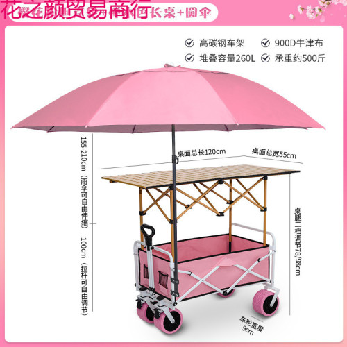 擺攤小推車購物露營野餐車折疊桌可攜式可升降夜市腸粉烤腸帶遮陽傘