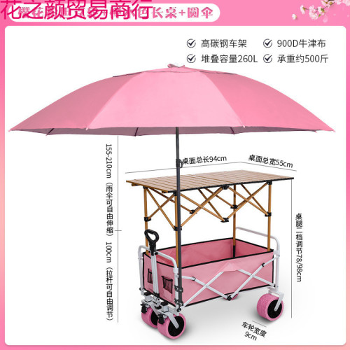 擺攤小推車購物露營野餐車折疊桌可攜式可升降夜市腸粉烤腸帶遮陽傘