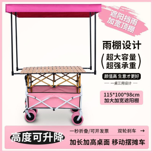 網紅夜市擺攤小推車帶雨棚可後開拆卸升降桌板擺攤露營車