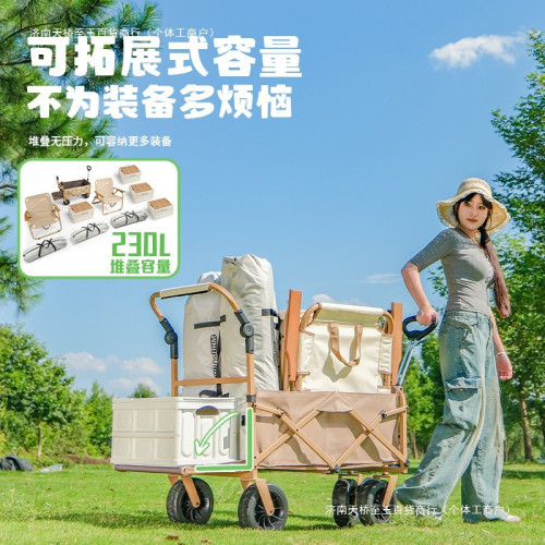 疆嶼戶外露營手推車兒童可躺折疊營地車野餐野營車擺攤大號旅行車