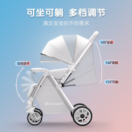 嬰兒推車可坐可躺高景觀輕便折疊雙向嬰兒車兒童手推車遛娃