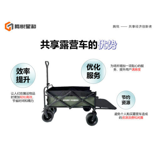 騰悅露營車掃碼租借折疊手推車露營公園露營車