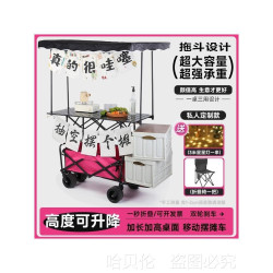 折疊推車遮陽升降桌網紅手鬥車露營野餐可攜式戶外拉拖可頂棚擺攤