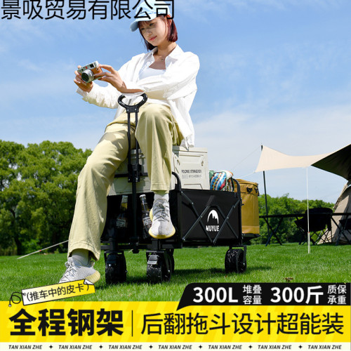 露營推車可折疊戶外手推野餐車可攜式營地拖車拉桿多功能野營擺攤車