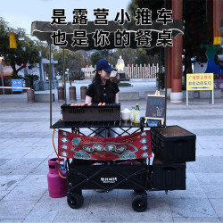 擺地攤露營車可拆卸帶遮陽棚擺攤車遮陽棚可攜式拉車可擺攤小推車