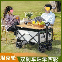 坦克輪戶外露營地擺攤小推野餐車可攜式可折疊家用霤娃釣魚車