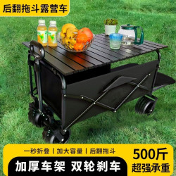 露營推車可折疊手推野餐車可攜式營地拖車拉桿多功能野營擺攤車戶外