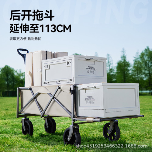 戶外露營車大容量可後開營地車可攜式擺攤專用推車家用購物手推車