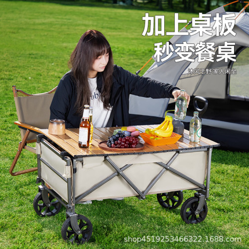 戶外露營車大容量可後開營地車可攜式擺攤專用推車家用購物手推車