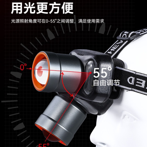 康銘頭燈2025新款強光超亮頭戴式釣魚戶外照明礦燈長續航變焦