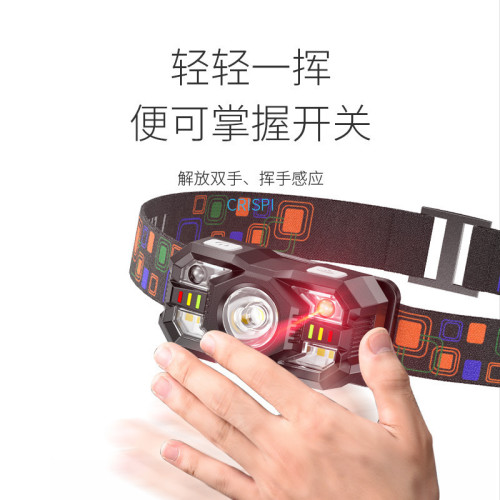 強光感應頭燈夜釣魚戶外可充電超亮長續航頭戴式小手電筒鋰電紅光