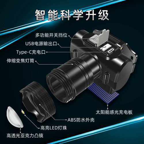 led強光遠射頭戴式手電筒充電超亮頭燈釣魚燈戶外迷你手電筒礦燈