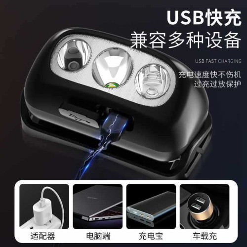 頭戴式鋰電led頭燈夜超亮釣魚續航手電筒強光續航感應長充電電燈