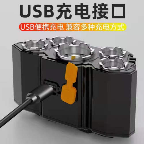 抖音5頭強光遠射頭燈USB充電戶外夜釣魚燈野外露營燈工作頭戴 抖音5頭強光遠射頭燈USB充電戶外夜釣魚燈野外露營燈工作頭戴