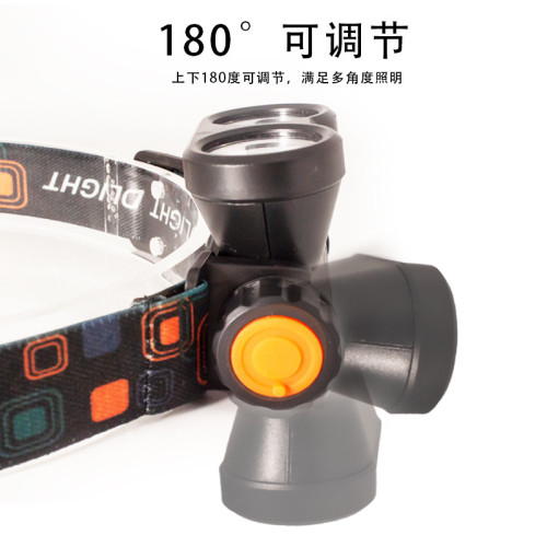新款2LED強光頭燈智能夜釣警示頭燈釣魚紅白光USB充電可調節頭燈