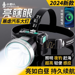 小野人頭燈強光充電超亮頭戴式新款感應夜釣魚專用趕海照明燈礦燈