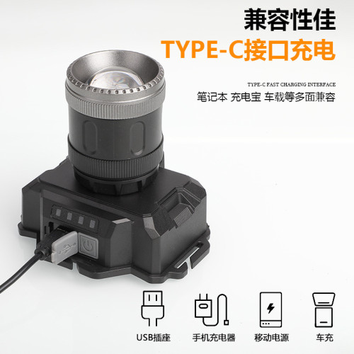 LED頭燈強光充電式戶外夜釣魚遠射手電筒超長待機耐用頭戴式礦燈