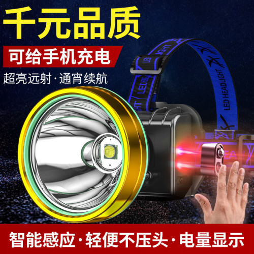 夜釣魚頭燈強光充電超亮頭戴式戶外超長續航手電筒礦燈輕感應專用