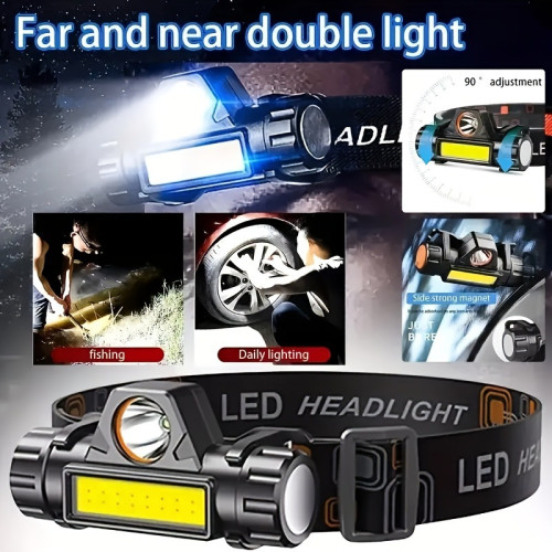 2026新款1個5芯led頭燈手電筒led可充電頭燈