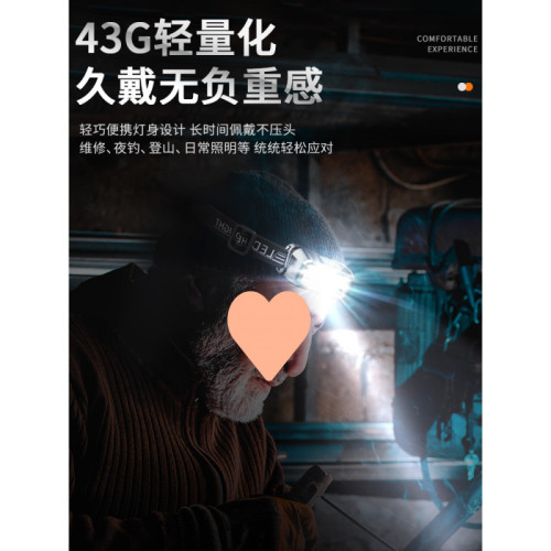 兒童頭燈強光夏令營頭戴式超亮充電長續航戶外超輕可攜式露營趕海