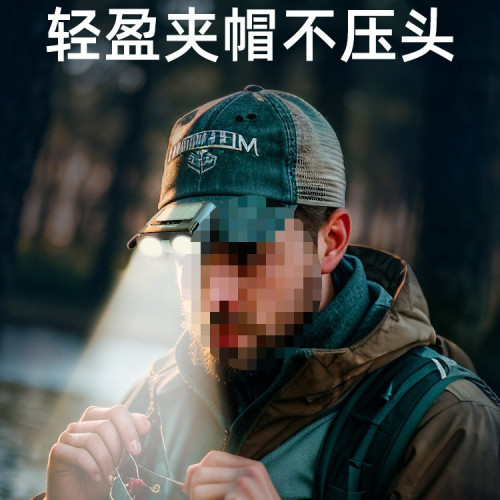 沃爾森貓頭鷹頭燈強光超亮夜釣魚感應充電超長續航頭戴帽夾燈頭燈