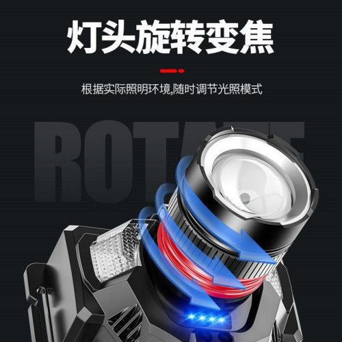 頭燈強光充電超亮頭戴式戶外手電筒感應夜釣魚超長續航鋰電照明燈