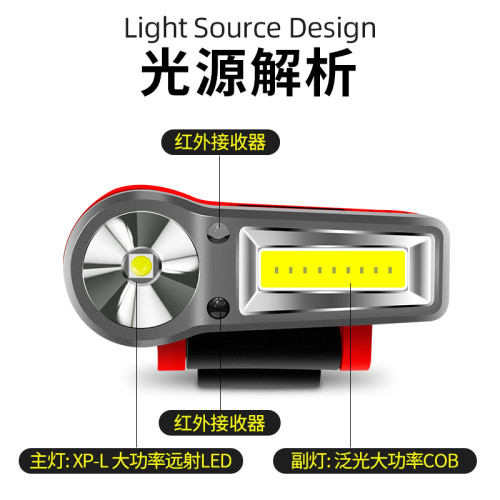 夜釣頭燈釣魚感應帽夾帽簷帽子燈強光充電超亮頭戴式上餌