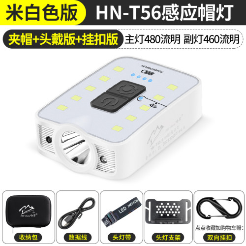 夜釣頭燈釣魚感應帽夾帽簷帽子燈強光充電超亮頭戴式上餌