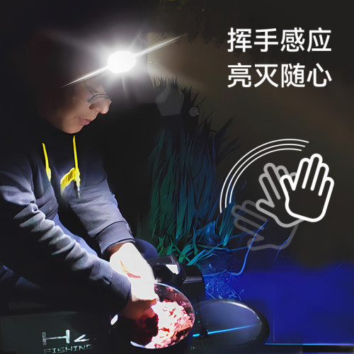 P5H【2141人好評】黑嶼智能頭燈超亮可充電頭戴式強光感應特亮手