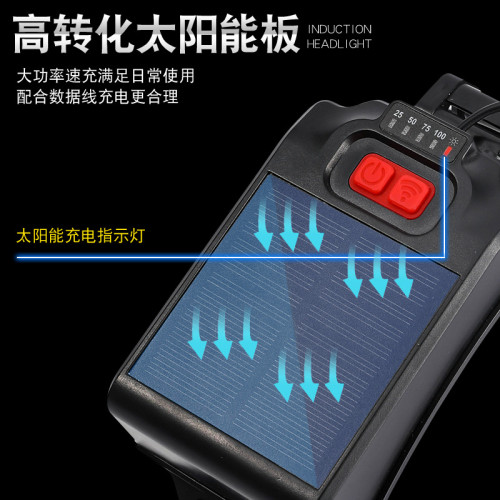 太陽能感應頭燈頭戴式夜釣燈強光鋁合金戶外照明燈釣魚燈