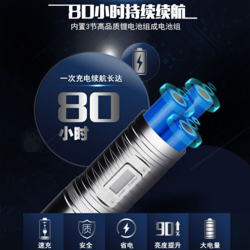 夜釣燈紫光台釣亮魚燈大功率拉餌充電藍光手電筒強光夜光釣魚燈