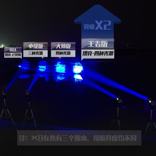 夜釣燈紫光台釣亮魚燈大功率拉餌充電藍光手電筒強光夜光釣魚燈