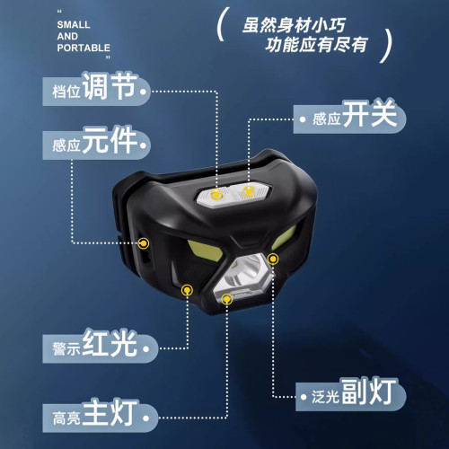 戶外長續航鋰電LED燈強光可攜式感應釣魚燈可充電超亮頭戴遠射頭燈