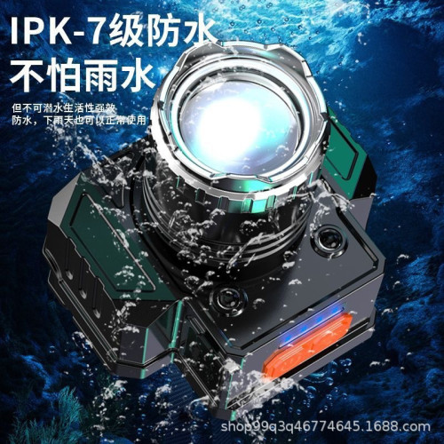 感應頭燈戶外強光白雷射LED充電夜釣魚超亮遠射伸縮變焦頭戴礦燈