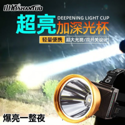 新款大功率頭戴式頭燈強光遠射可充電超亮強光燈礦燈戶外家手電筒