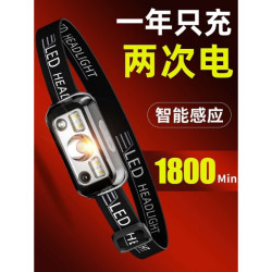 頭燈超亮可充電頭戴式強光感應手電筒小型夜釣魚續航登山照明電蒔