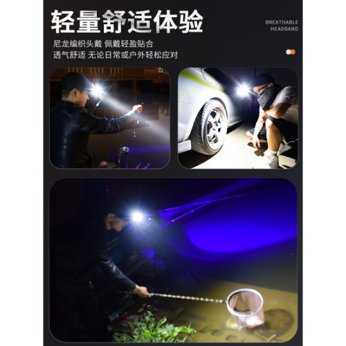 頭燈超亮可充電頭戴式強光感應手電筒小型夜釣魚續航登山照明電蒔