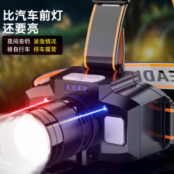 頭燈強光感應超亮遠射長續航戶外家用變焦頭戴式頭燈LED野釣