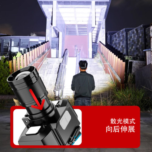 頭燈強光感應超亮遠射長續航戶外家用變焦頭戴式頭燈LED野釣