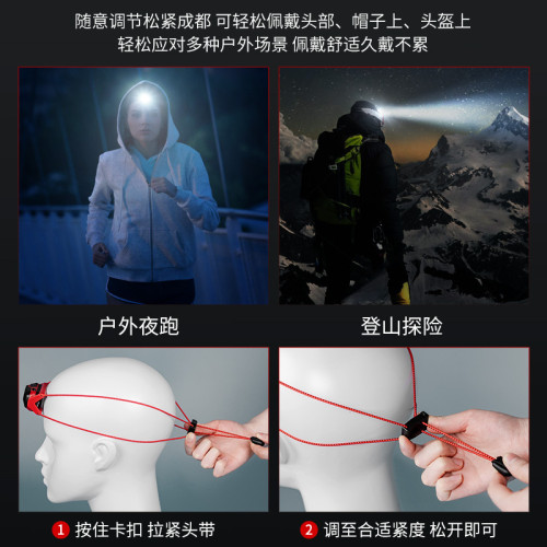 新款USB充電強光LED感應頭燈跑步燈頭戴式迷你可攜式夜釣魚燈