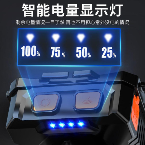夜釣魚頭燈強光充電超亮頭戴式戶外超長續航手電筒礦燈輕感應