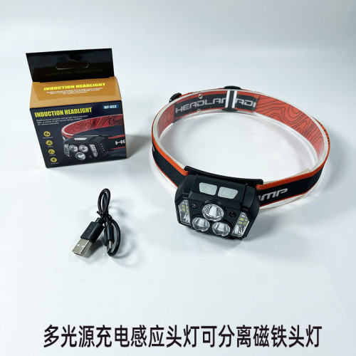 爆款LED頭燈USB戶外感應兩用頭燈 夜釣騎行跑步燈強光頭戴燈