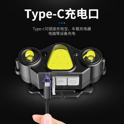 線下爆款頭燈強光超亮充電續航超長鋰電頭戴式釣魚戶外感應照明燈