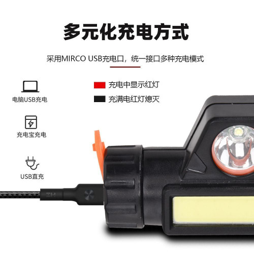 多功能USB充電頭燈戶外COB夜釣燈應急礦燈超亮遠射LED頭戴式頭燈