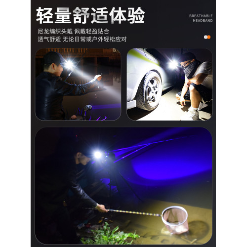 頭燈超亮可充電頭戴式強光感應手電筒小型夜釣魚續航登山照明可攜式